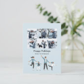 Winter Family Fun Kerstfeest 6 Foto Feestdagenkaart (Staand voorkant)