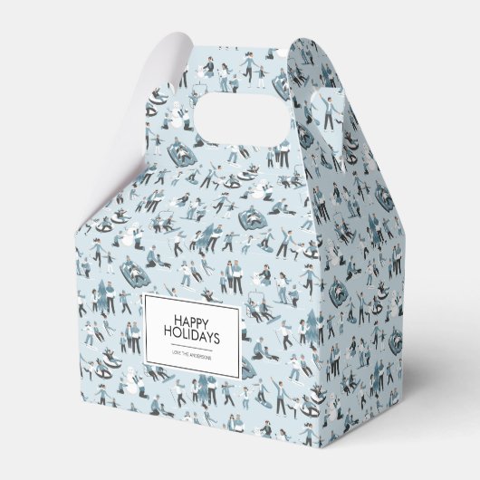 Winter Family Fun Kerstfeestdag Bedankdoosjes (Voorkant Zijde)