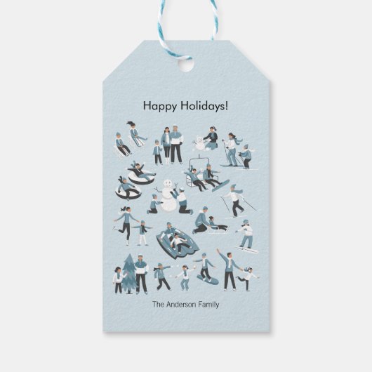 Winter Family Fun Kerstfeestdag Cadeaulabel (Achterkant)