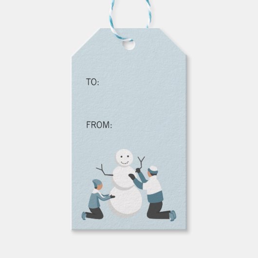 Winter Family Fun Kerstfeestdag Cadeaulabel (Voorkant)