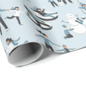 Winter Family Fun Kerstfeestdag Cadeaupapier (Rol Hoek)