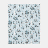 Winter Family Fun Kerstfeestdag Fleece Deken (Voorkant)