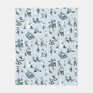Winter Family Fun Kerstfeestdag Fleece Deken