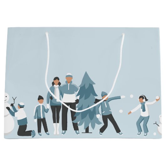 Winter Family Fun Kerstfeestdag Groot Cadeauzakje (Voorkant)