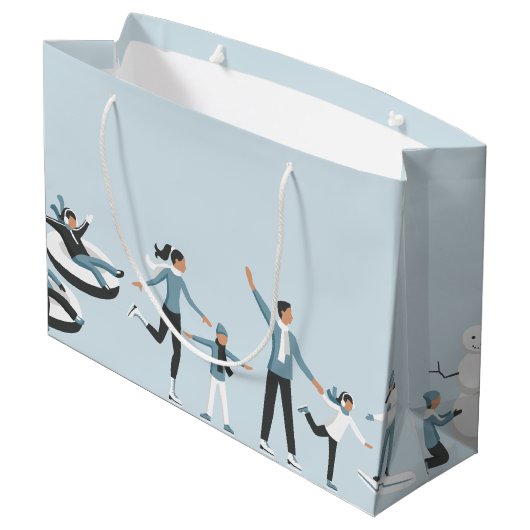 Winter Family Fun Kerstfeestdag Groot Cadeauzakje (Achterkant Gekanteld)