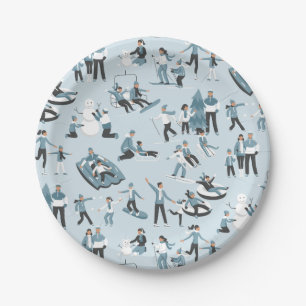 Winter Family Fun Kerstfeestdag Papieren Bordje