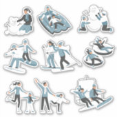 Winter Family Fun Kerstfeestdag Sticker (Voorkant)