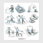 Winter Family Fun Kerstfeestdag Sticker (Vel)