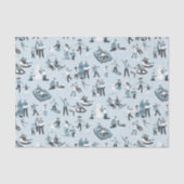 Winter Family Fun Kerstfeestfeest Patroon Tissuepapier (Voorkant)