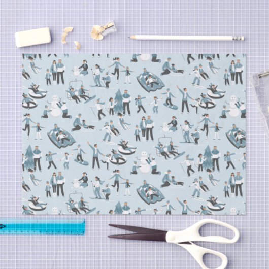 Winter Family Fun Kerstfeestfeest Patroon Tissuepapier (Craft)