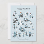 Winter Family Fun Kerstmis Feestdagenkaart (Voorkant)