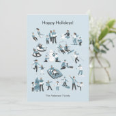 Winter Family Fun Kerstmis Feestdagenkaart (Staand voorkant)