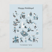 Winter Family Fun Kerstmis Feestdagenkaart (Voorkant)