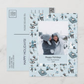 Winter Family Fun Kerstpatroonfoto Feestdagenkaart (Voorkant / Achterkant)