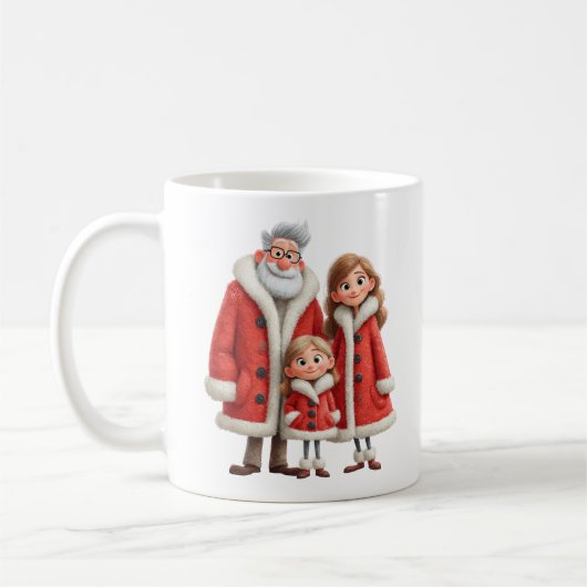 Winter Family Premium Cozy 3D Pixar Watercolor Koffiemok (Links)
