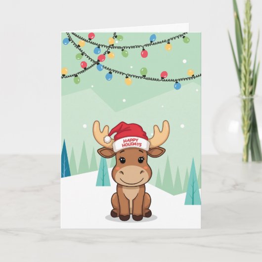 Winter Fantasie Eland Feestdagen Kaart (Voorkant)