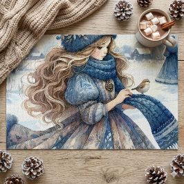 Winter Fantasie Prinses in een Sneeuwachtig Sprook Legpuzzel