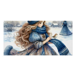 Winter Fantasie Prinses in een Sneeuwachtig Sprook Perfect Poster
