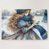 Winter Fantasy Princess in een besneeuwd sprookjes Legpuzzel (Horizontaal)