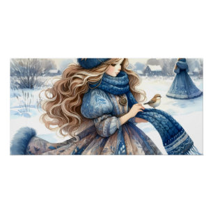 Winter Fantasy Princess in een besneeuwd sprookjes Perfect Poster