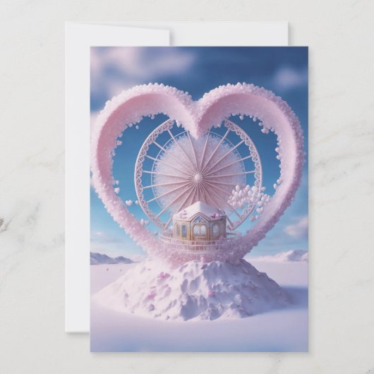 Winter Fantasy: Snowy Miracle Heart Wedding Kaart (Voorkant)