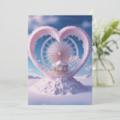 Winter Fantasy: Snowy Miracle Heart Wedding Kaart (Staand voorkant)