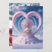 Winter Fantasy: Snowy Miracle Heart Wedding Kaart (Voorkant / Achterkant)