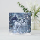 Winter Fantasy Unicorns in de sneeuwvlakte Kaart (Staand voorkant)