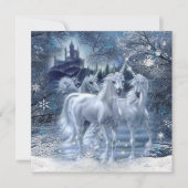 Winter Fantasy Unicorns in de sneeuwvlakte Kaart (Voorkant)