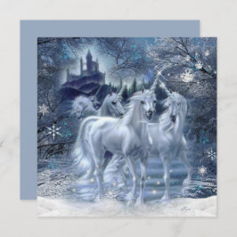 Winter Fantasy Unicorns in de sneeuwvlakte Kaart