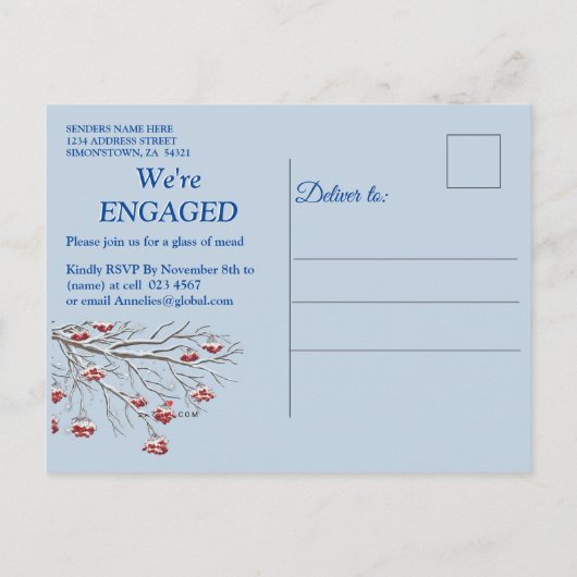 Winter Fantasy Verloving Uitnodiging Briefkaart (Achterkant)