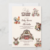 Winter Farm Animals Kerst Baby shower Kaart (Voorkant)