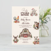 Winter Farm Animals Kerst Baby shower Kaart (Staand voorkant)
