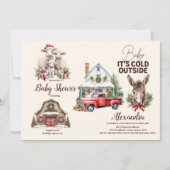 Winter Farm Animals Kerst Baby shower Kaart (Voorkant)