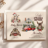 Winter Farm Animals Kerst Baby shower Kaart