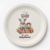 Winter Farm Animals Kerst Baby shower Papieren Bordje (Voorkant)