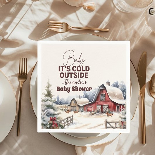 Winter Farm Animals Kerst Baby shower Servet