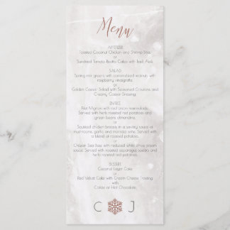 Winter Faux Roos Gold Snowflakes Wedding Menu