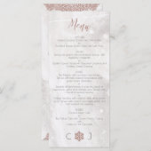 Winter Faux Roos Gold Snowflakes Wedding Menu (Voorkant / Achterkant)