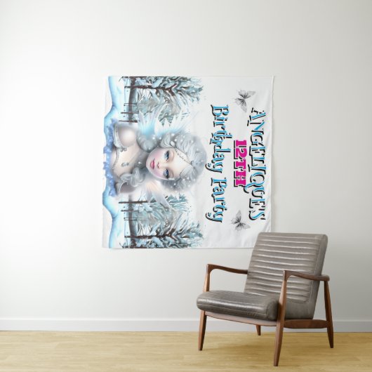 Winter feeënfeest decoraties meisjes verjaardag wandkleed (In Situ (horizontaal))