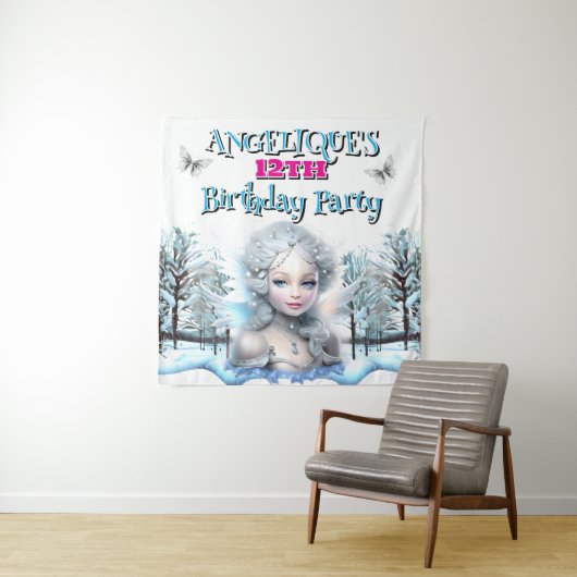 Winter feeënfeest decoraties meisjes verjaardag wandkleed (In situ)