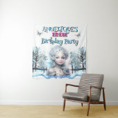 Winter feeërie feestdecoraties meisjes verjaardag wandkleed (In situ)