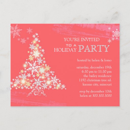 Winter Feest Roze Vakantie Party Uitnodiging Briefkaart (Voorkant)