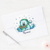 Winter-feestdag-Beer Ronde Sticker (Envelop)