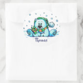 Winter-feestdag-Beer Ronde Sticker (Tas)