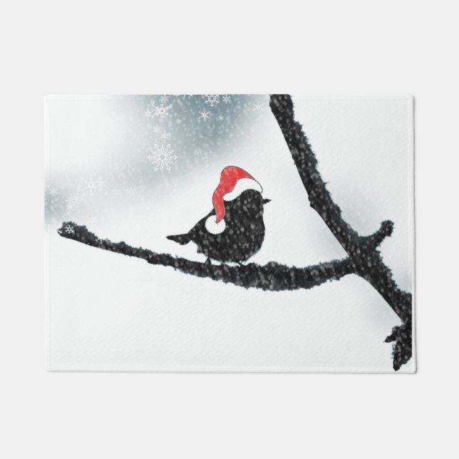 Winter Feestdagen Bird Snowy Branch Deurmat (Voorkant)