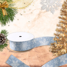 Winter Feestdagen Blauwe kerstsneeuwvlokken Satijnen Lint