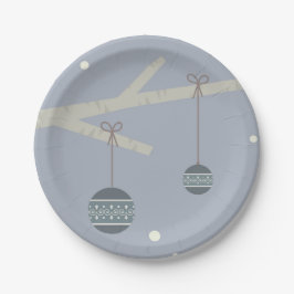 Winter feestdagen bosboom papieren bordje