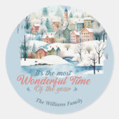 Winter Feestdagen Christmas Aangepaste naam Ronde Sticker (Voorkant)