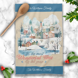 Winter Feestdagen Christmas Aangepaste naam Theedoek